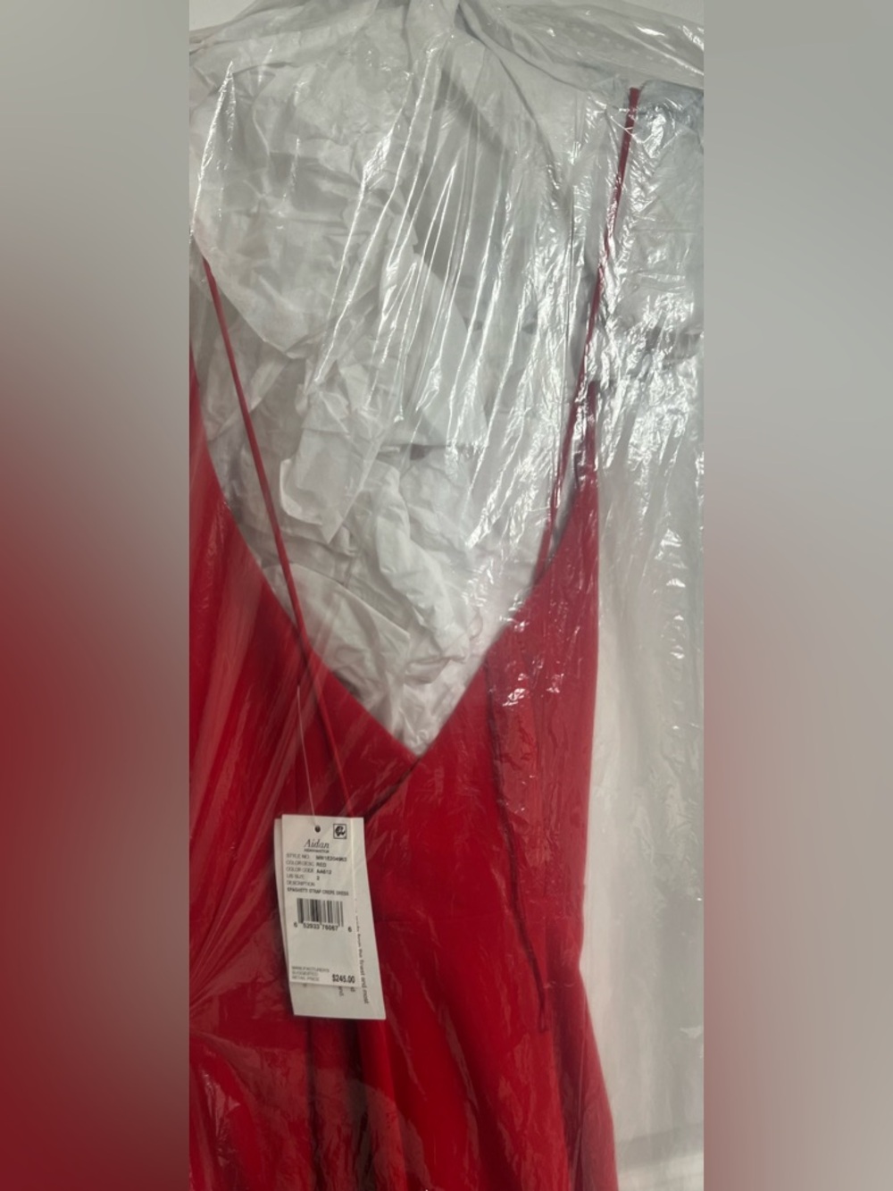 NWT Aidan Mattox Red Crepe Plunging V-Neck Gown Size 2 - Picture 4 of 9